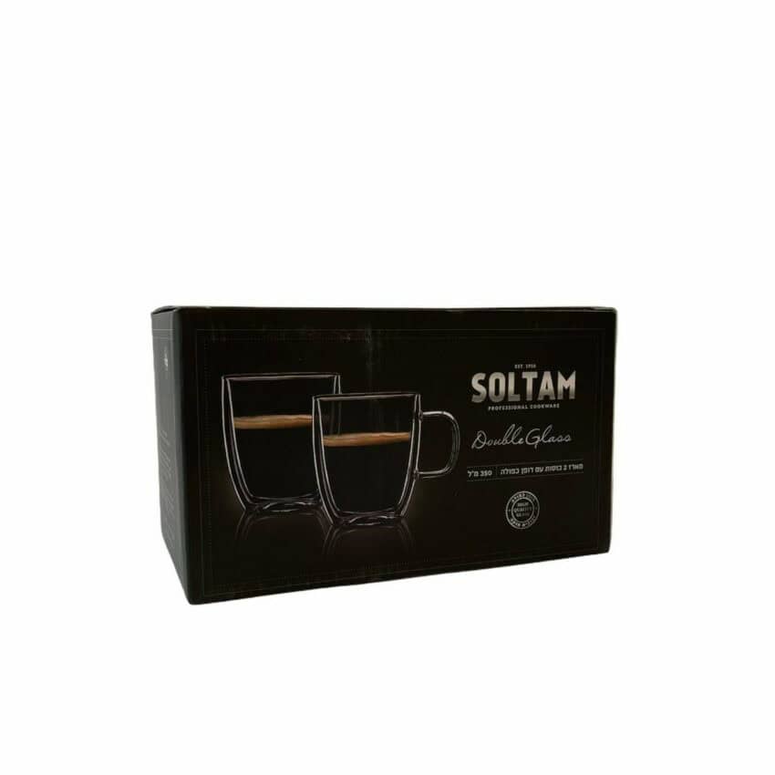 זוג כוסות Soltam עם ידית דופן כפולה 350 מ”ל